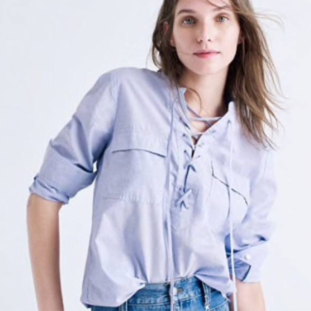 Madewell Terrace Denim Lace Up Shirt